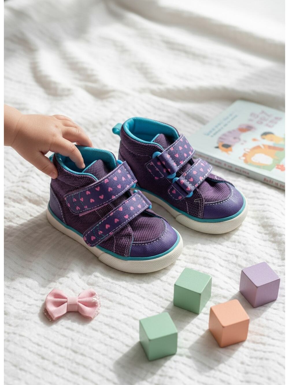 See Kai Run Toddler High Top Sneakers Purple Hearts Size 7